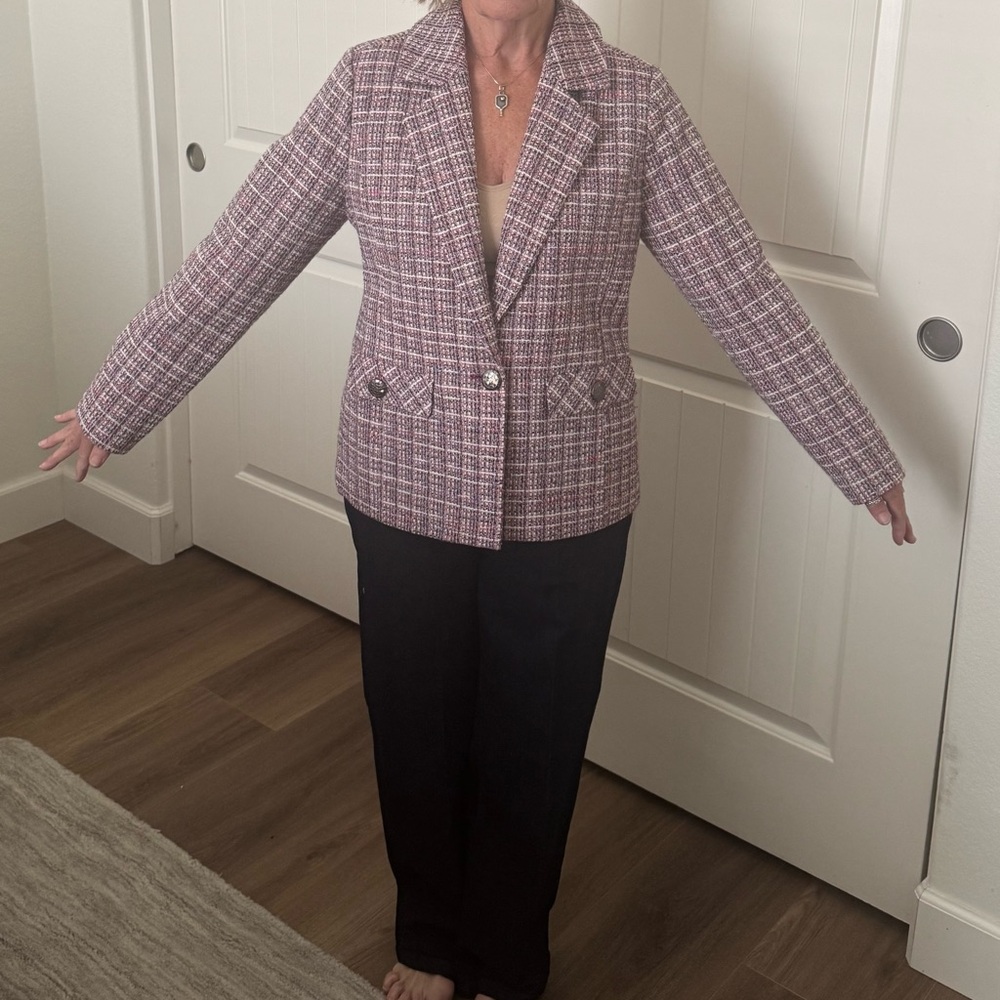 Bagatelle Collection Pink Plaid Tweed Blazer Jacket - Picture 16 of 16
